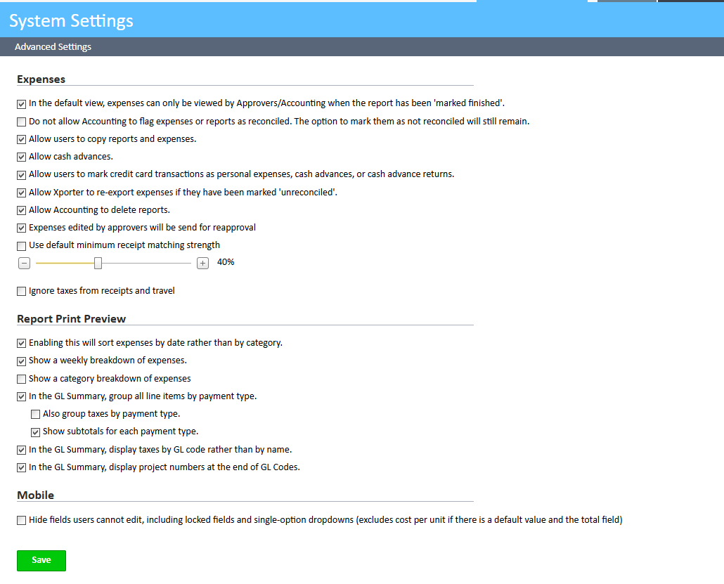 Advanced Settings