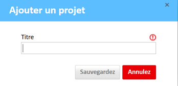 Fenêtre Ajouter un projet, saisissez le nom du projet