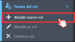 Opción de menú Agregar nueva función en el menú de navegación Tareas de función