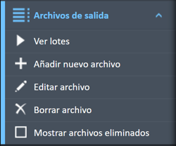 Menú de navegación de archivos de salida