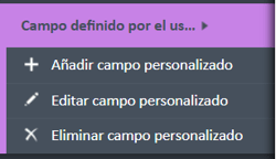 Menú de navegación de campos definidos por el usuario