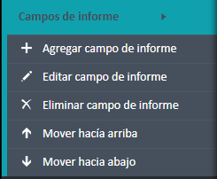 Menú de navegación de campos del informe