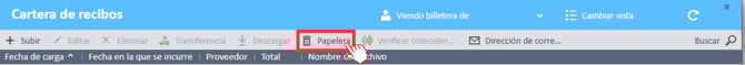 Seleccioné el botón Papelera en la Cartera de recibos del Administrador de gastos.