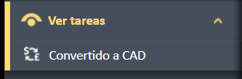 Ver menú de navegación Tareas que muestra la opción de menú Convertir a CAD