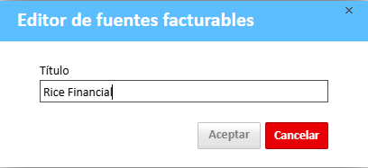 Ventana del editor de fuentes facturables