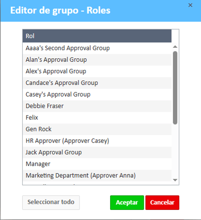 Lista de roles