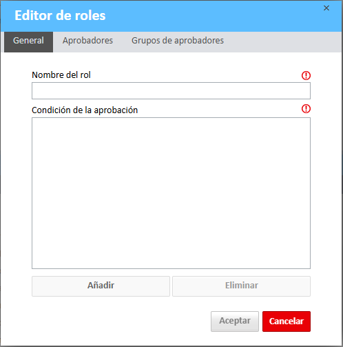 Ventana del Editor de funciones abierta en la pestaña General