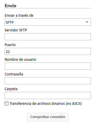 Opciones de detalles de envío