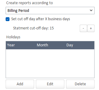 Expense Creation billing period options