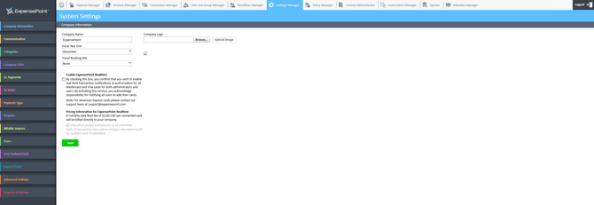 ExpensePoint Expense Management Software Settings Manager to Enable Real-time Spend Visibility