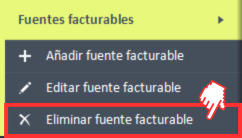 Eliminar la opción de navegación «Fuente facturable» del menú de navegación de fuentes facturables.