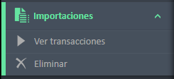 Menú de importaciones y opciones de menú