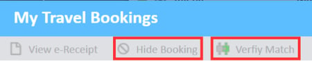 Hide Booking and Verify Match options