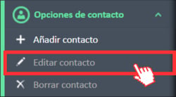 Opción de menú «Editar contacto» del menú de navegación «Opciones de contacto»