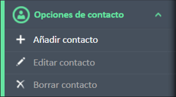 Menú de navegación de opciones de contacto