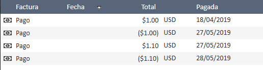 Liste des paiements