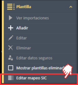 Editar la opción de menú Asignación SIC en el menú de navegación de Plantillas.