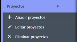 Menú de navegación de proyectos