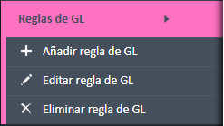 Menú de navegación de las reglas GL