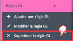 Supprimer l'option de menu Règle GL du menu de navigation Règles GL