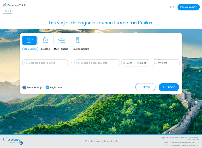 Ventana de reserva/consulta de viajes
