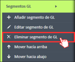 Eliminar la opción de menú Segmento GL en el menú de navegación Segmentos GL