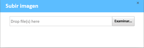 Ventana para cargar imágenes con opciones de búsqueda o arrastrar y soltar.
