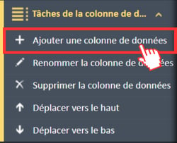 Option de menu « Ajouter une colonne de données » dans le menu de navigation « Tâches de colonne de données »