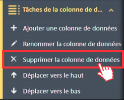 Supprimer l'option de menu « Colonne de données » du menu de navigation « Tâches liées aux colonnes de données ».