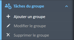 menu de navigation des tâches de groupe