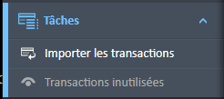 Menu de navigation des tâches
