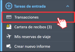 Opción de menú «Transacciones» del menú de navegación «Tareas de entrada»