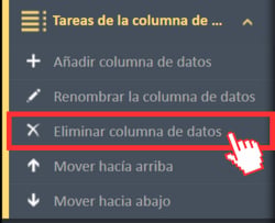 Eliminar la opción de menú «Columna de datos» del menú de navegación «Tareas de columna de datos».