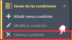 Eliminar opción de menú de condición en el menú de navegación Tareas de condición.