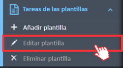 Menú de navegación Tareas de plantilla Opción Editar plantilla