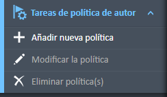 Menú de navegación de Tareas de política del autor