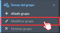 Modificar la opción de menú Grupo en el menú de navegación Tareas de grupo.
