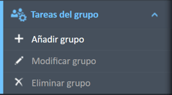Menú de navegación de Tareas de grupo