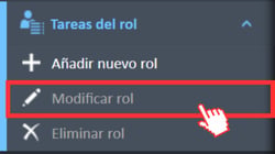 Modificar la opción de menú Rol en el menú de navegación Tareas de rol