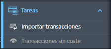 Menú de navegación de tareas