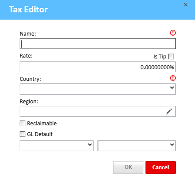 Tax Editor window