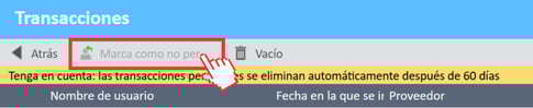 Botón Marcar como no personal en la pestaña Transacciones personales de la ventana Transacciones en el Administrador de gastos.