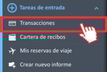 Opción de menú Transacciones en el menú de navegación Tareas de entrada