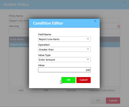 Transaction Limit Condition Editor