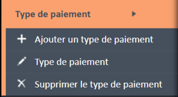 Menu de navigation Type de paiement