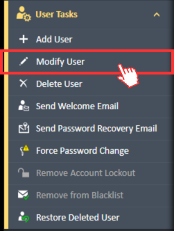Modify User menu option in the User Tasks navigation menu