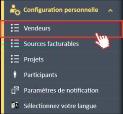 Vendeurs menu option