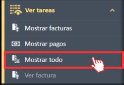 Opción de menú «Mostrar todo» en el menú de navegación «Ver tareas»