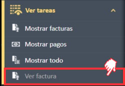 Opción de menú «Ver factura» en el menú de navegación «Ver tareas»