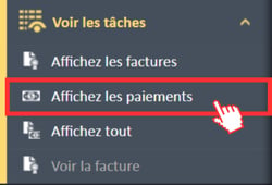 Afficher l'option de menu « Paiements » dans le menu de navigation « Voir les tâches »